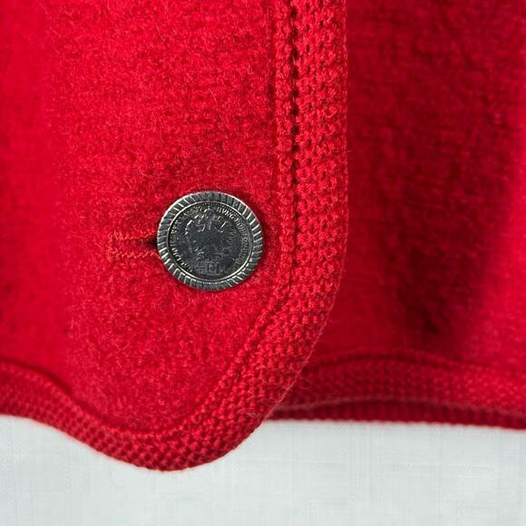 100% Boiled Wool Cardigan Cherry Red Cable Knit Size L Holiday Christmas Granny - Picture 11 of 16